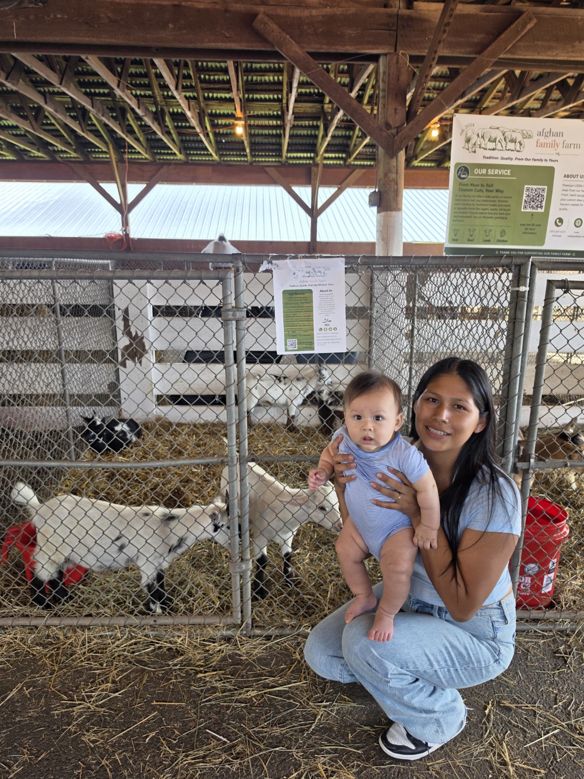 Emma and Lucca enjoying a family day at the farm